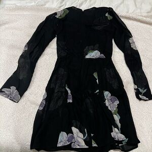 Reformation Black and White Floral Long Sleeve Dress